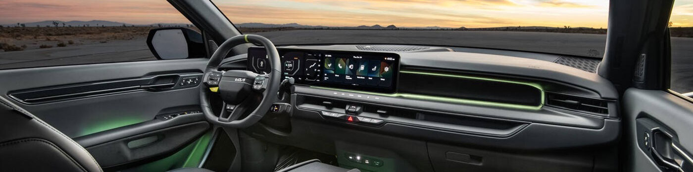 Front screen and steering wheel on 2026 Kia EV9.