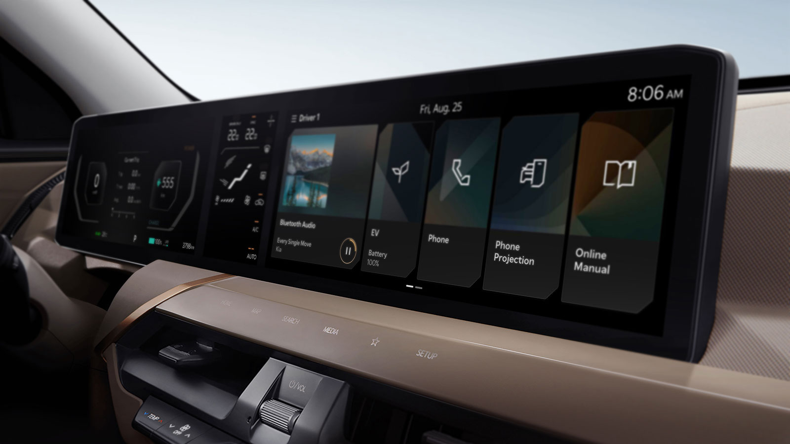 Infotainment screen inside 2026 Kia EV5.