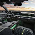 EV9 GT dashboard with touchscreen interface for navigation, drive modes, and safety features.