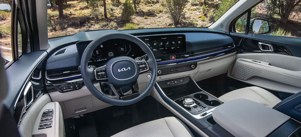 Drivers view inside 2026 Kia Carnival HEV